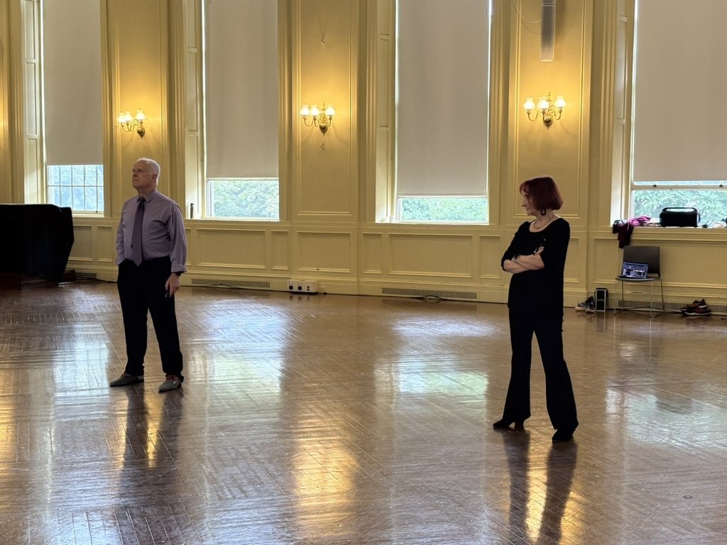Randy Deats and Kathy St Jean teaching in the Alumnae Hall ballroom.